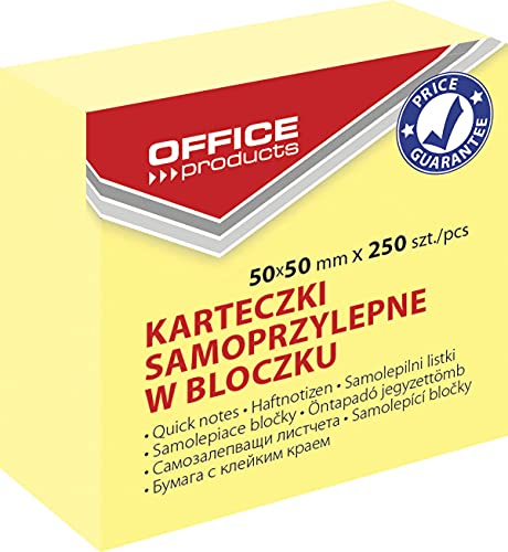 OFFICER PRODUCTS Mini-Selbstklebend Haftnotizen Gelb Basic/ 50 x mm/ 1 x 250 Blatt/Klebezettel Notes Würfel Haftnotizzettel Sticky Memo Notizblöcke Quadratisch für Büro Schule,