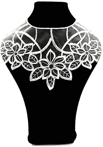 Aeromdale #B Spitzenbesatz Kragen Stickerei Nähen Floral Applique für DIY Ausschnitt Mieder Hochzeit Brautkleid Ballkleid