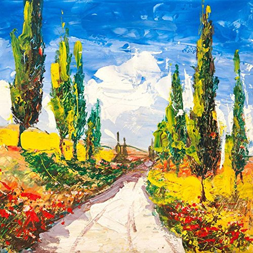 Kunstdruck auf Holz, Strada Toscana Florio Luigi – Landschaft quadratisches Bild Strada Toscana Kunstdruck 25_X_25_in