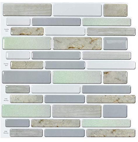 Art3d 10 fogli Peel and Stick Backsplash per cucina in giada, piastrelle adesive per bagno, 30 x 30 cm