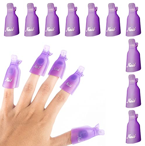 Quesuc 10 Stück Nagellackentferner Clip Nagelentferner Fingernagel Nagelwerkzeug Zubehör Wiederverwendbares Spezielles Nagelentfernerwerkzeug Für die Nagelreinigung und Nagel-Make-Up-Entferner
