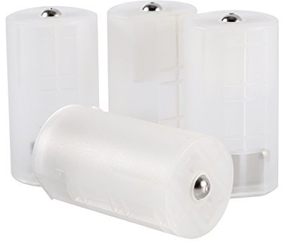 PUSOKEI AA Battery to a D Battery Converter Case, Translucent White Battery Adapters Holder, AA to D Battery Adapter (4Pcs)