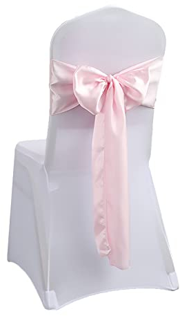 Bandeau de Chaise Noeuds de Chaise Rubans,Ceinture en Satin Coloré,Nœud de Chaise pour Housse de Chaise Décoration pour Hôtel fête d'anniversaire,Rose,10Pcs