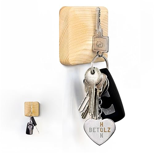 BETOLZ® Design Schlüsselhalter Magnetisch aus Holz [‎7,5 x 7,5 x 2,5cm] Alternative zum Schlüsselbrett ohne Bohren/Schlüsselaufbewahrung zum Kleben - 1er