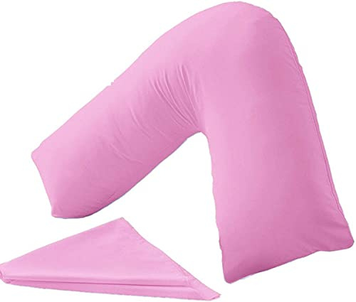 Night Zone V Shaped Polycotton Pillow Case Cover Nursing Pregnancy Maternity Orthopaedic Support PillowCase (Pink)