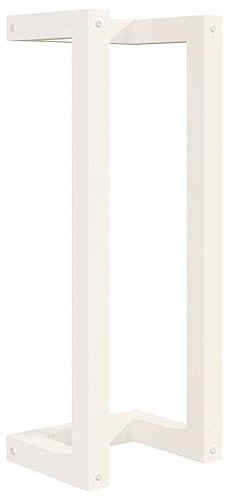 vidaXL Porte-Serviette Mural Support de Serviette Organisateur de Rangement Salle de Bain Maison Intérieur Blanc 23x18x60 cm Bois de Pin Massif