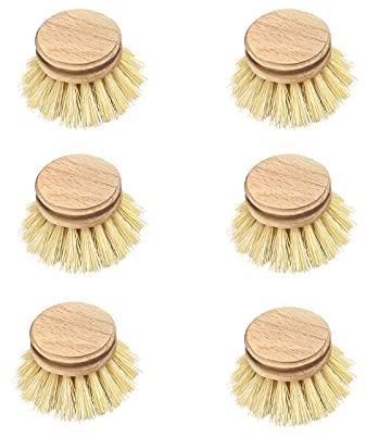 Spülbürstenkopf 6er Set Holz Bürste Buchenholz FSC Natur Fiber Pflanzenborsten