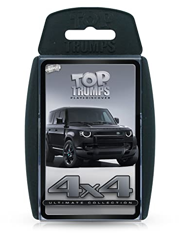Top Trumps Ultimate 4x4 Vehicles Classics Card Game, Discover cool Facts on 30 of The Finest 4x4s Including James Bonds Defender, Teslas Cybertruck and Xplorer Flying Car, Game for Ages 8+