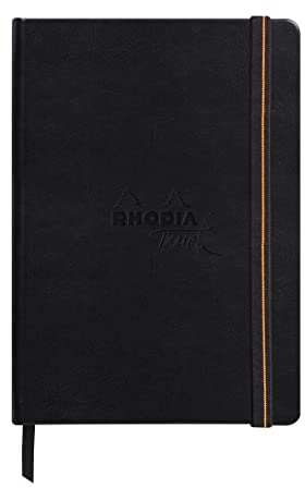 Rhodia 116174C - Rhodia Touch Skizzenbuch Mixed Media Book, DIN A5 Hochformat, 20 Blatt Paint'ON-Papier extraweiß 250g, ideal für Mischtechniken und Kunst, Schwarz, 1 Stück