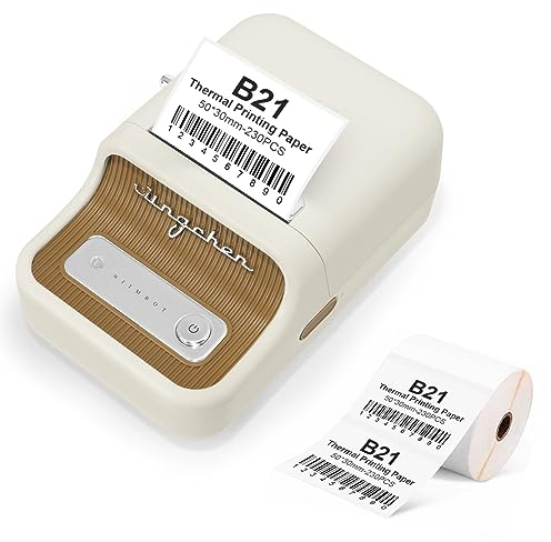 Smart Label Maker B21 mit 230 Etiketten, Bluetooth-Thermo-Preis-Barcode-Etikettendrucker, Mailing-Adressetiketten-Maschine, kompatibel mit Android und iOS, für Organisationen, Heimbüro, Geschäft(weiß)