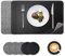 APLKER Tischsets Abwaschbar Leder und Untersetzer, Doppelseitigen Platzset 6er Set rutschfest Platzdeckchen Leder Kunstleder Tischset, 43X30cm (6er Set, Hellgrau schwarz)