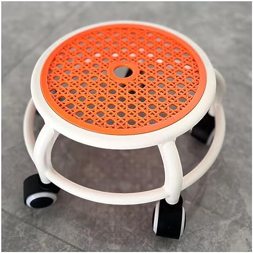 LXURY Niedriger Rollhocker Mit Rollen, 360 Grad Drehbarer Rollhocker, Kleiner Roll Pediküre Hocker, Für Home Massage Garten Büro Garage,Orange
