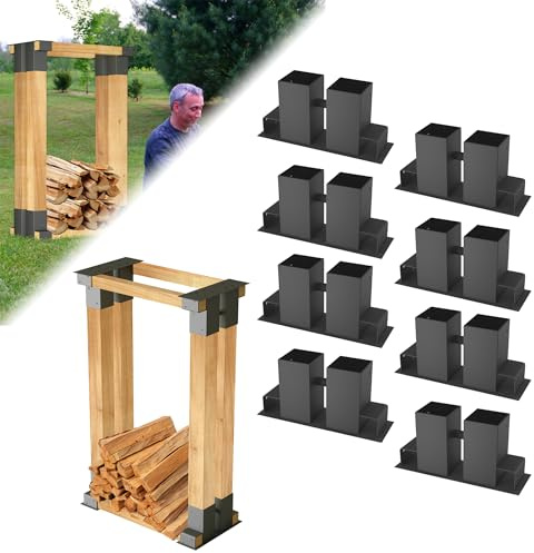 ACXIN Holzstapelhilfe Brennholz Stapelhilfe Holzstapelhalter Metall 8er | Pulverbeschichteter Stahl, vorgebohrte Löcher, kompakt für Kaminholz, Garage, Keller, Terrasse und Außenlagerung