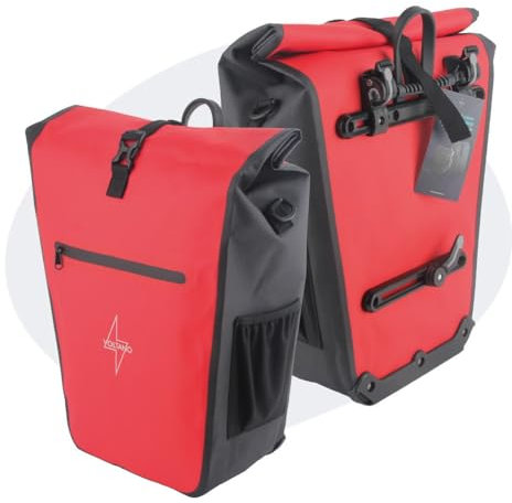 Voltano Luxe E-Bike Fietstas 28L - Rood/Zwart - Pakaftas Met Laptop vak - 100% Waterdicht
