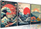 Japanische Wandkunst, asiatische Naturlandschaft, Poster, Bilder, Kanagawa, riesige Welle, Leinwanddrucke, Montierung, japanische Fuji-Kunstgemälde, Kirschblütensee, Wanddekoration für Wohnzimmer,