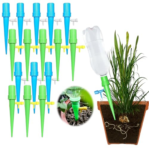 Amebleak 30 Pcs Riego por Goteo Automático, Sistema de Riego Automático Ajustable, Dispositivo de Riego de Plantas Jardin, Apto Para Plantas, Flores y Jardines, Riego por Goteo Para Macetas