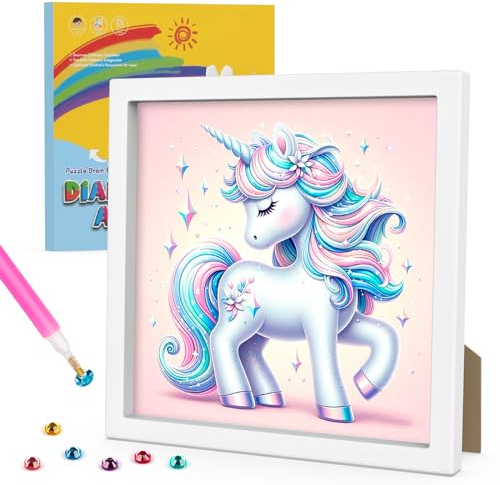 GHHKUD Kit de Pintura de Diamantes 5D para Niños - Unicornio con Marco, Arte y Manualidades, Regalos para Niñas
