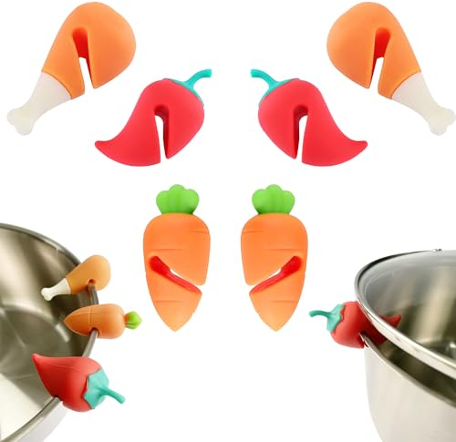 OHYER 6 Stück Kochlöffelhalter Löffelablage Deckelheber Küche Topfdeckelhalter Silicone Hand Topfdeckelheber Hand Kochlöffelhalter Finger Spoon Holder Löffelhalter und Deckelheber Herdlöffelhalter (6)