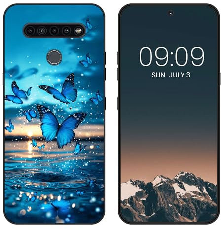 WUACYEAMING für LG K41S/LG K51S Hülle,Mode Schutzhülle Schwarz Handyhülle mit Aesthetic Muster Weich Silikon Dünn TPU Stoßfeste Kratzfest Schutzhülle Cover-Schmetterling