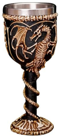 FIYSON Tasse à bière en acier inoxydable - 200 ml - Chope de crâne de guerrier viking - Squelette volant médiéval - Verre à vin pour café/boisson/jus, décoration de fête (style 9)