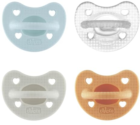 Chicco Physioforma Gommotto Luxe, Ciuccio in Silicone 2-6 Mesi, Gommotto Morbido e Delicato, Supporta la Respirazione Fisiologica, Favorisce il Corretto Sviluppo della Bocca, 4 Pezzi