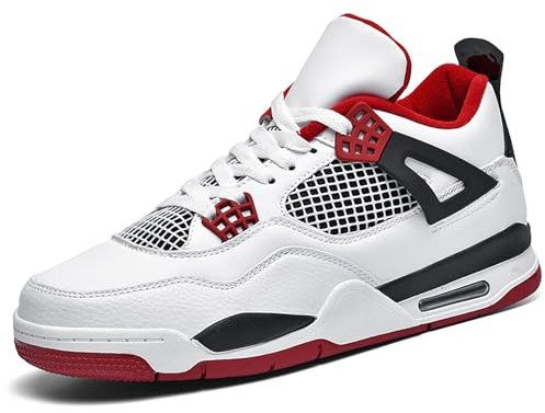 Gakricrey Air 4 Retro Sneaker Schuhe Herren Damen Basketballschuhe Retro Schuhe Skateboardschuhe Laufschuhe Turnschuhe Sportschuhe AY004 rot EU 43