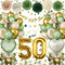 50 Geburtstag Deko,Geburtstagsdeko 50 Männer Frauen,Deko 50 Geburtstag Frau Mann, 50. Geburtstag Frauen Avocado Grüne Gold Luftballons mit Happy Birthday Banner Pompons für 50 Geburtstag Dekorationen