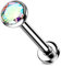 Stachelkleid Labret Piercing Titan Zirkonia Silber Push-In Ohne Gewinde Knorpel Helix Tragus Ohrstecker Tragus Lippe Universalpiercing Kugel Kristall Flach Silber/Regenbogen AB, 1 mm, 8 mm / 2,5 mm