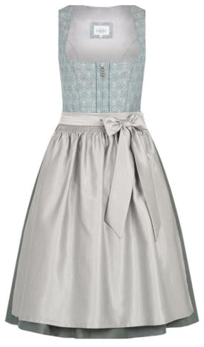 Nübler Dirndl midi Damen - 2 teilig inkl. Kleid und Dirndl Schürze, Rocklänge 70cm - Moderne bayrische Tracht,Efia in Petrol