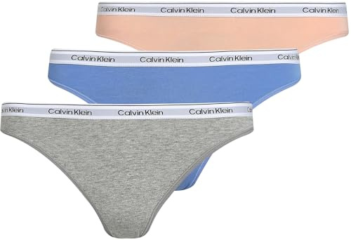 Calvin Klein Damen 3er Pack Slips Bikini Form Baumwolle mit Stretch, Mehrfarbig (Glacier/Melon Frenzy/Gry Hthr), M