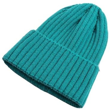 LiuliuBull Unisex Winter Weiche Warme Baumwolle Kaschmir Gestrickte Beanie Hut Zopfmuster Plain Beanies(Lake Blue)