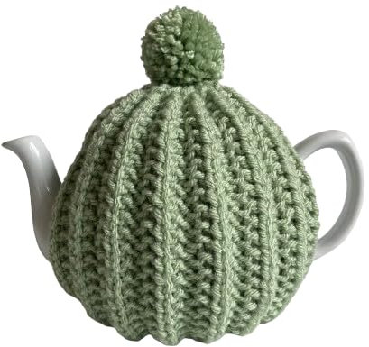 Medium Mint Green Knitted Tea Cosy, Fits 4 to 6 Cup Teapot