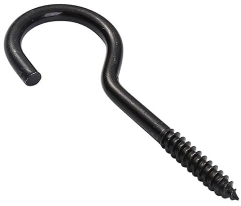 Ganchos de rosca M8 x 100 mm, negro, 5 unidades de ganchos de techo de acero inoxidable, tornillos pesados grandes, ganchos para atornillar, adecuado para hamacas, toldos, sillas colgantes, mecedoras,