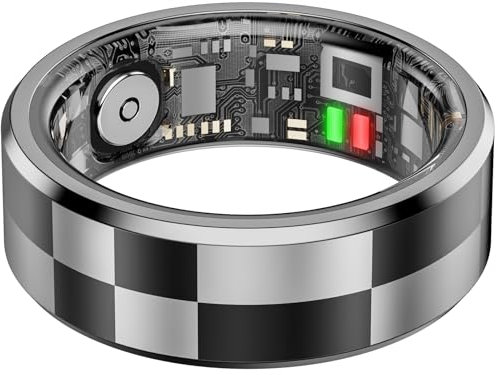 Fitness Tracker para hombre y mujer – Anillo inteligente impermeable 5ATM con seguimiento de la actividad, del sueño, salud, pasos, Smart Ring Design a la moda, negro 10