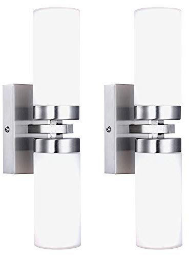 GLOBO 2er Set Wandlampe Spiegel Badezimmer Leuchte UP DOWN Strahler Feuchtraumleuchte Glas IP44 2-Flammig