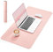 NOSTHEART Leder-Schreibtischunterlage, Rutschfeste Büromatte, Wasserdichter Schreibtischschutz, 80x40cm große Mausunterlage für Schreiben, Laptop & Büro, Litchi 2-Farb-Design (Grau/Rosa)
