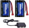 URGENEX 3000mAh 7.4 V Li-ion Battery with Deans T Plug 2S Rechargeable RC Battery Fit for WLtoys 4WD High Speed RC Cars and Most 1/10, 1/12, 1/16 Scale RC Cars Trucks with 7.4V Battery Charger