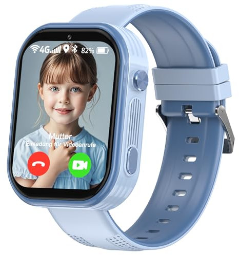 clleylise Smartwatch Kinder mit GPS und Telefon, 4G Kinder Smartwatch, Voice Chat, SOS IP68 Wasserdicht Spiel Wecker Touchscreen, Smart Watch für Jungen Mädchen 4-16 Jahre (Blue)