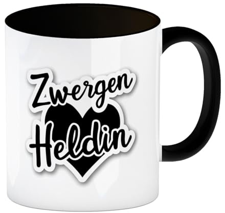 speecheese Zwergen Heldin mit Herz Kaffeebecher in schwarz für Erzieherinnen Perfekt für Erzieherinnen mit Humor - lustiger Spruch für die Arbeit