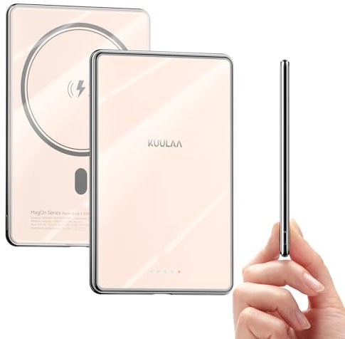 Kuulaa Ultra Slim PowerBank, 5000 mAh, MagSafe PowerBank mit Type C 20W Ausgangsleistung, Schnellladefunktion, 7,2 mm Dünn, Mini Powerbank für iPhone16 Pro Max/15 Pro/15/14/13/12series