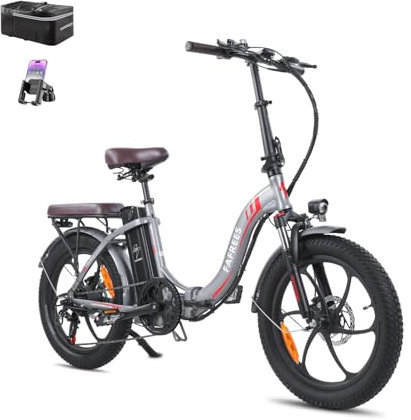 Fafrees F20 PRO E-Bike Klapprad Elektrofahrrad 20 Zoll Fatbike, 250W Motor 36V 18AH Akku, 20 * 3,0 Zoll Mountainbike Elektrofahrrad 40 Nm (Hecktasche + Handyhalterung, grau)