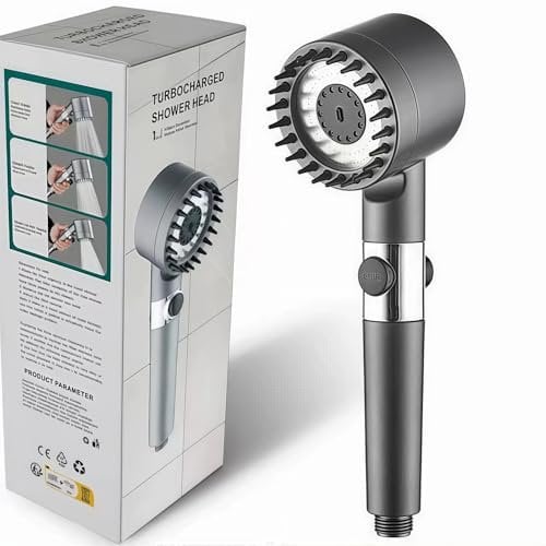 Pulifer | Doccino Filtrante Soffione Doccia ad Alta Pressione con Filtro, 3 Modalità di Getto + Pausa, Tubo Flessibile 1,5m, Risparmio Idrico ed Energetico