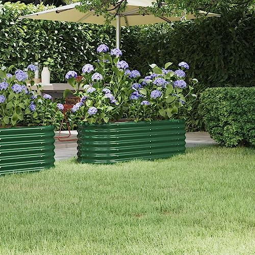 HaoChrymec Hochbeet with Pulverbeschichteter Stahl, Robust Design, Hochbeet Balkon, Pflanzkasten Balkon, Hochbeete für Garten, Grün, 114x40x36 cm