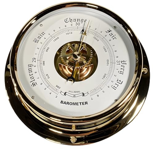 6 in Stainless Steel Barometer, Clock-Style Nautical Weather Gauge, Easy to Install Fishing and Maritime Forecast Tool