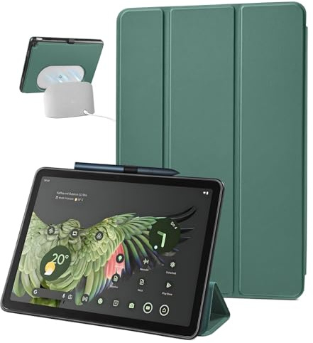 TXWLLIU Custodia per Google Pixel Tablet 2023 da 11 Pollici con Trackpad, Custodia Protettiva in Pelle TPU Premium per Tablet, Custodia con Funzione di Supporto Multi-Angolo, Verde Notte
