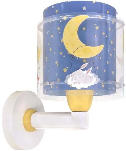 Dalber kinder Wandlampe, Kinderlampe Wandleuchte Moon Dreams Tiere Wolken Sterne Mond, 76639, E27, Blau