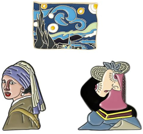 HOMSFOU Broche de Peinture Reconnue en Alliage 3 Pièces, Épingle de Col Élégante pour Vêtements, Accessoire Unique pour Soirée et Banquet Plusieurs styles