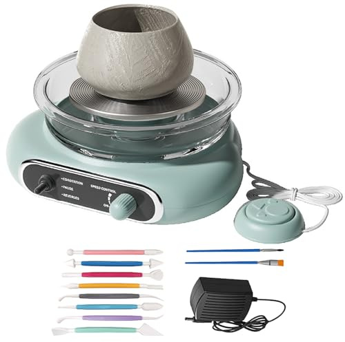 Elektrische Töpferscheibe mit Pedal, Keramikmaschine und Töpferset, Abnehmbares Becken, DIY-Studio, Töpferscheibe für Erwachsene und Kinder