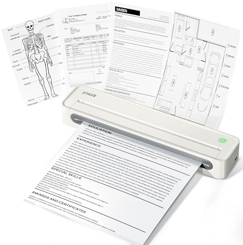 ETIKEZ D90E Thermodrucker A4, Tragbarer Wireless Drucker, Bluetooth & USB, kompatibel mit Smart AI APP, Android, iOS & Laptop, unterstützt 8,5 x 11 Inch für Zuhause, Büro, Schule & Reisen, Ivory