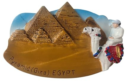 Kühlschrankmagnet Ägypten Gizeh Pyramiden und Kamel mit Beduino - 3D-Magnet Souvenir - Magnetische Dekoration zum Sammeln - Geschenkidee Reise Kollektion L136